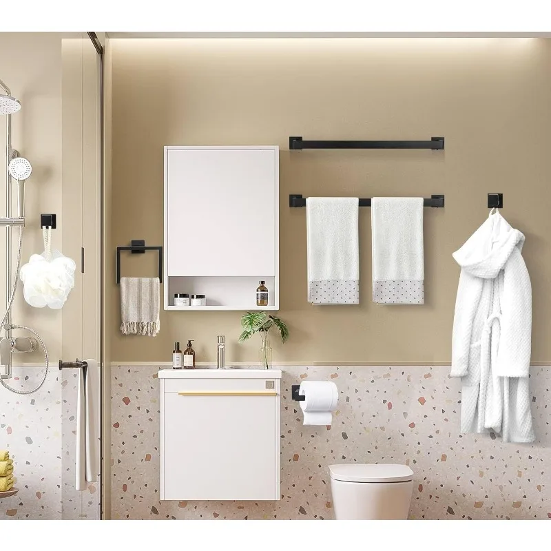 Bathroom Hardware Set Towel Bar Set for Bathroom Include Towel Bar Ring TP Holder Coat Hooks Stainless Steel