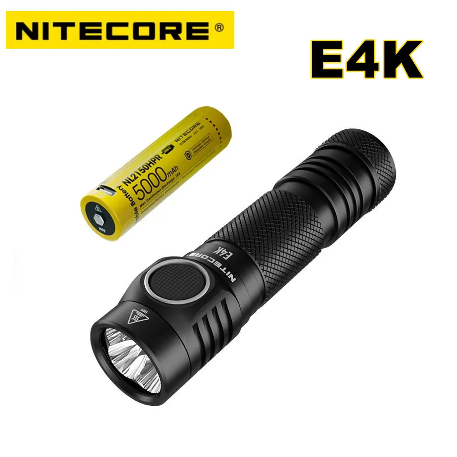 NITECORE E4K LED Flashlight 4xCREE XP-L2 V6 4400 Lumens High Power Light Rechargeable Torch Camping Hunting with 21700 Battery