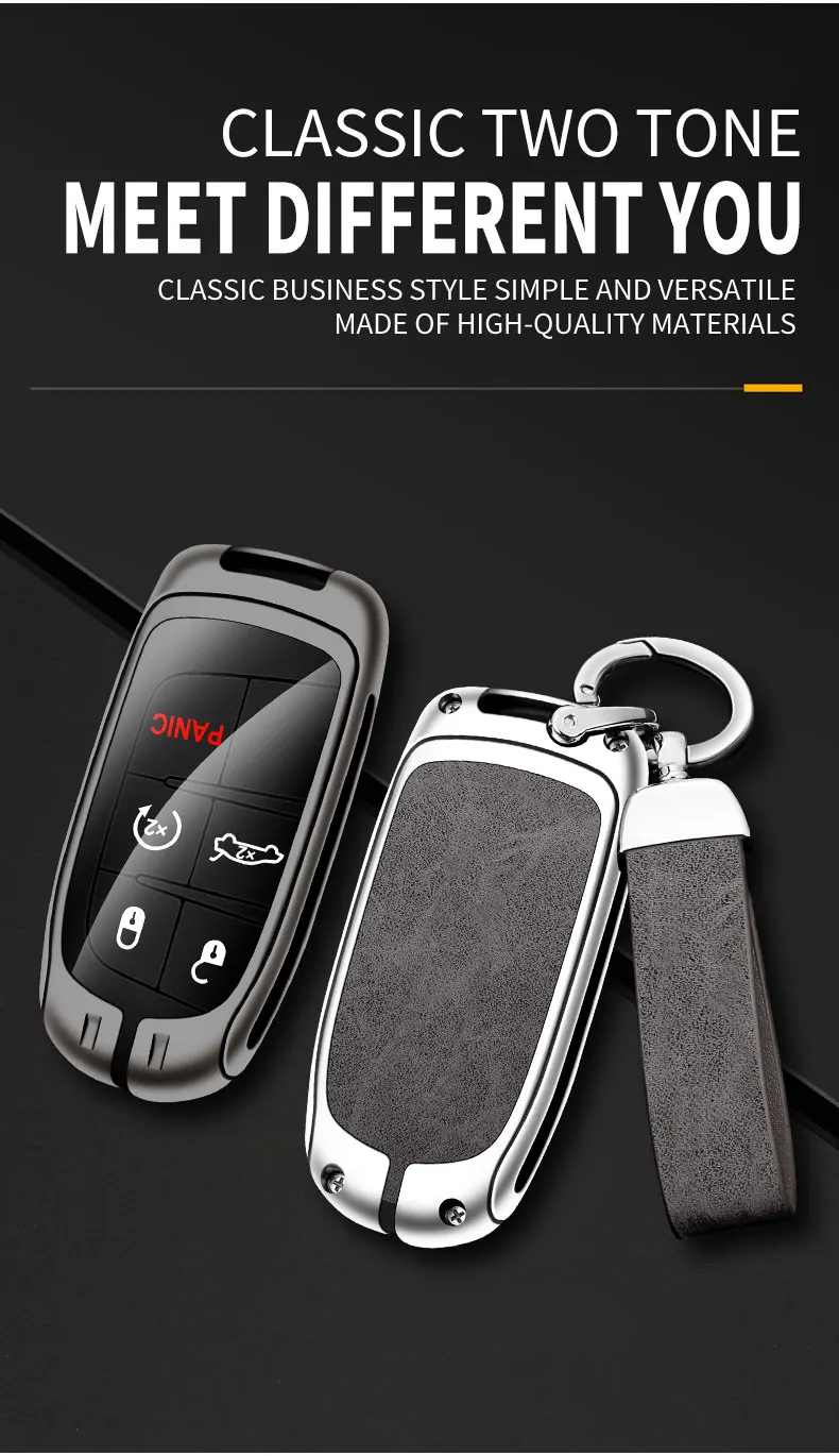 Leder Auto Metall Schlüssel etui Abdeckung für Jeep Grand Cherokee WK2 Renegade Kompass Cherokee Verräter Kompass Schlüssel bund Zubehör – Detail 4
