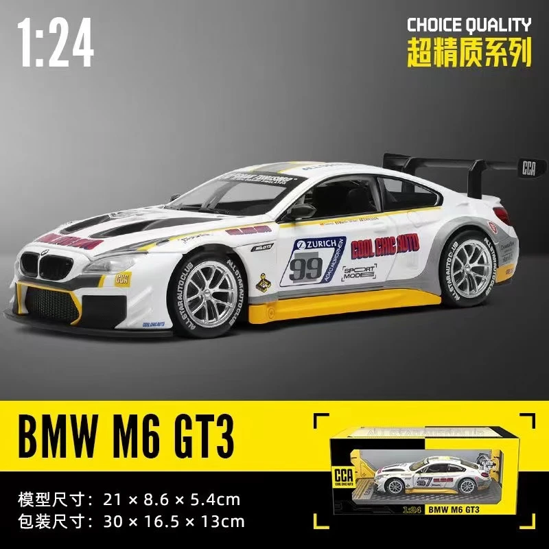 

Модель спортивного автомобиля CCA 1:24 BMW M6GT3 из сплава, скользящий звук и фотоаксессуары, детский игрушечный автомобиль, коллекция детских подарков на день рождения