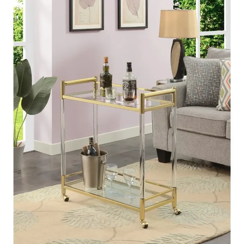 

Convenience Concepts Royal Crest 2 Tier Acrylic Glass Bar Cart Gold/Glass (L) 30.5 In. X (W) 14.25 In. X (H) 33.25 In Trolley