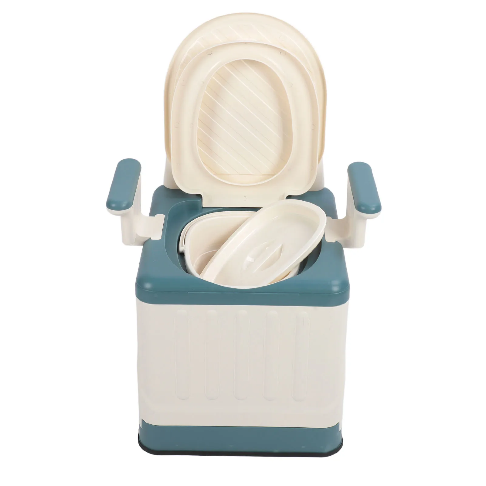 Adults Commode Chair Portable Toilet Odor Proof Foldable Bedside Commode Chair with Armrests for Home Bedroom Outdoor Activities 2