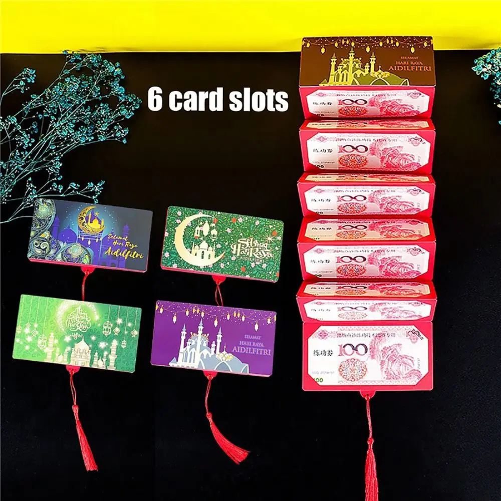 1 Pz Per Matrimoni Compleanni Hari Raya Packet Aidilfitri Sampul Hijau Sampuul Duit Raya Festival Pieghevole Pacchetto Rosso 6 Slot
