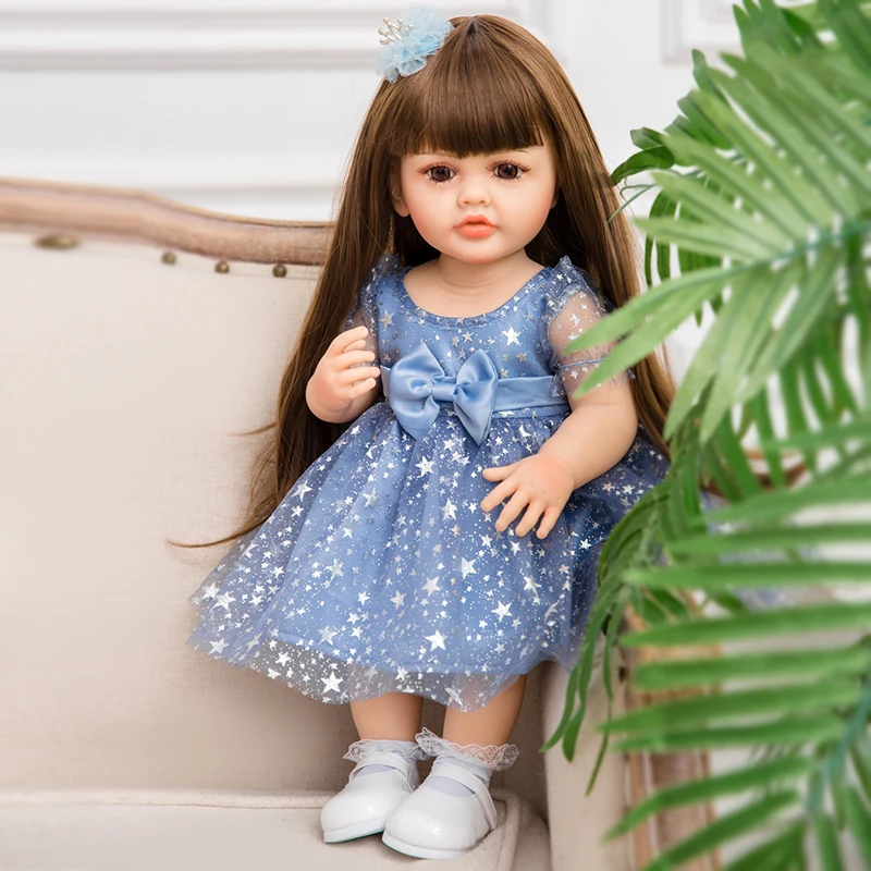 

55cm Reborn Dolls Realistic Full Silicone Baby Bebe Newborn Girl Doll Princess Toddler 22 Inch mini dolls Toy Gift