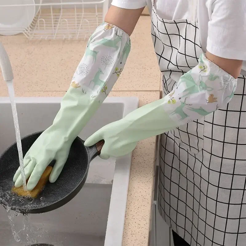 Dishwashing Gloves Warm Rubber Waterproof Kitchen Washing Dishes Housework Gloves Women's Waterproof Cleaning dishwashing gloves,cleaning gloves