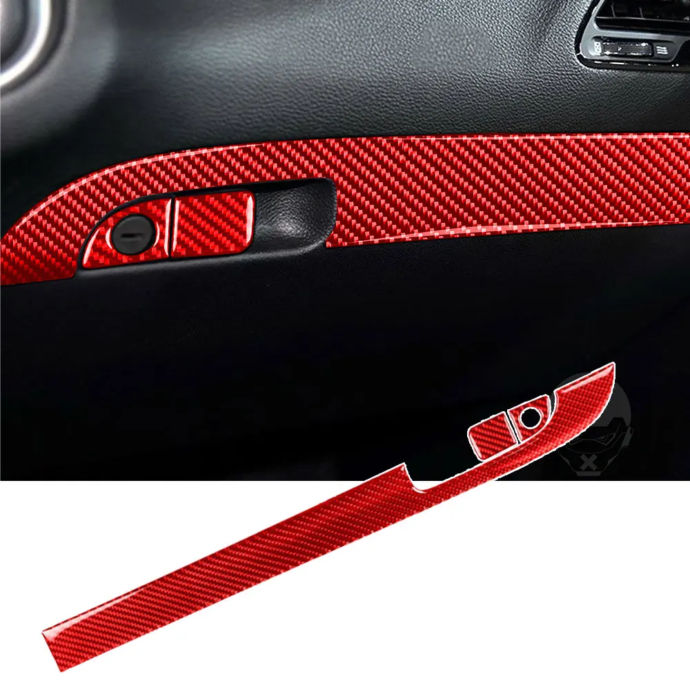 

For Dodge Challenger Copilot Storage Box Set Carbon Fiber 2015 2016 2017 2018 2019 Auto Parts Interior Sticker Red
