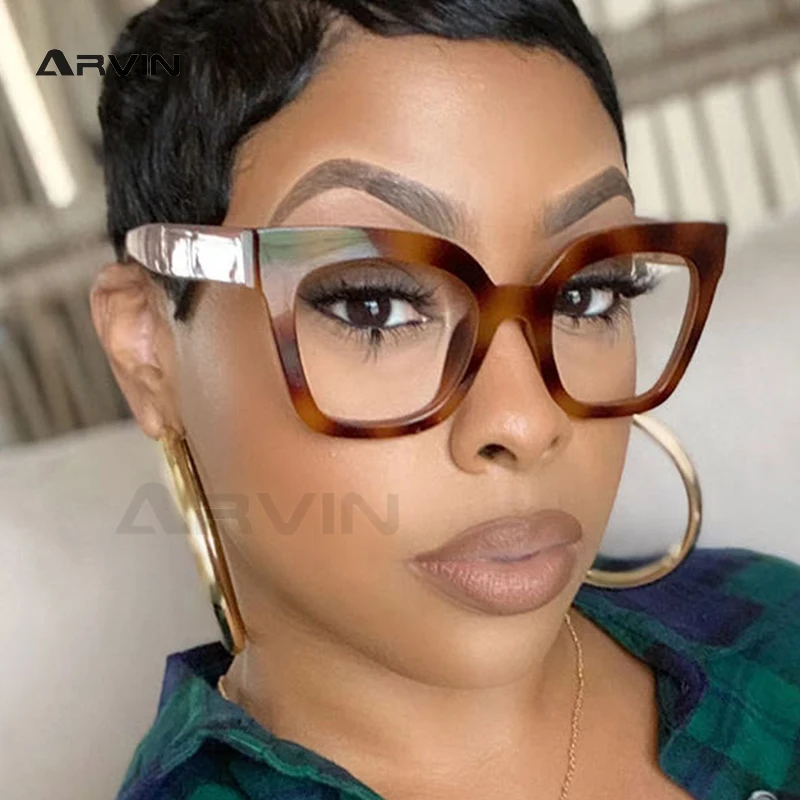Anti Blue Light Glasses Eyeglasses Frames Eyewear Frames Women Glasses Fashion Eyeglasses Sexy Square Brown Glasses Frame Women Transparent Anti Blue Light Blocking Female Eyeglasses Fashion Cateye Optical Eyewear