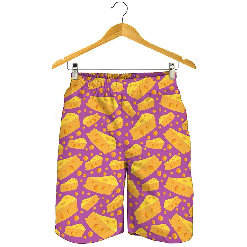 Cartoon Yellow Cheese 3D Printed Beach Shorts Men Kids Board Shorts Summer Swimming Trunks Quick Dry Oversized Surf Ice Shorts 4