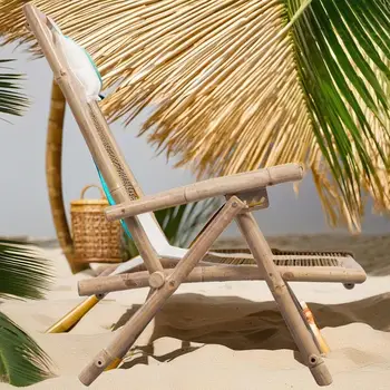 Luxury Bamboo Outdoor Deck Chair - Comfortable Folding Lounge Chair for Patio & Garden