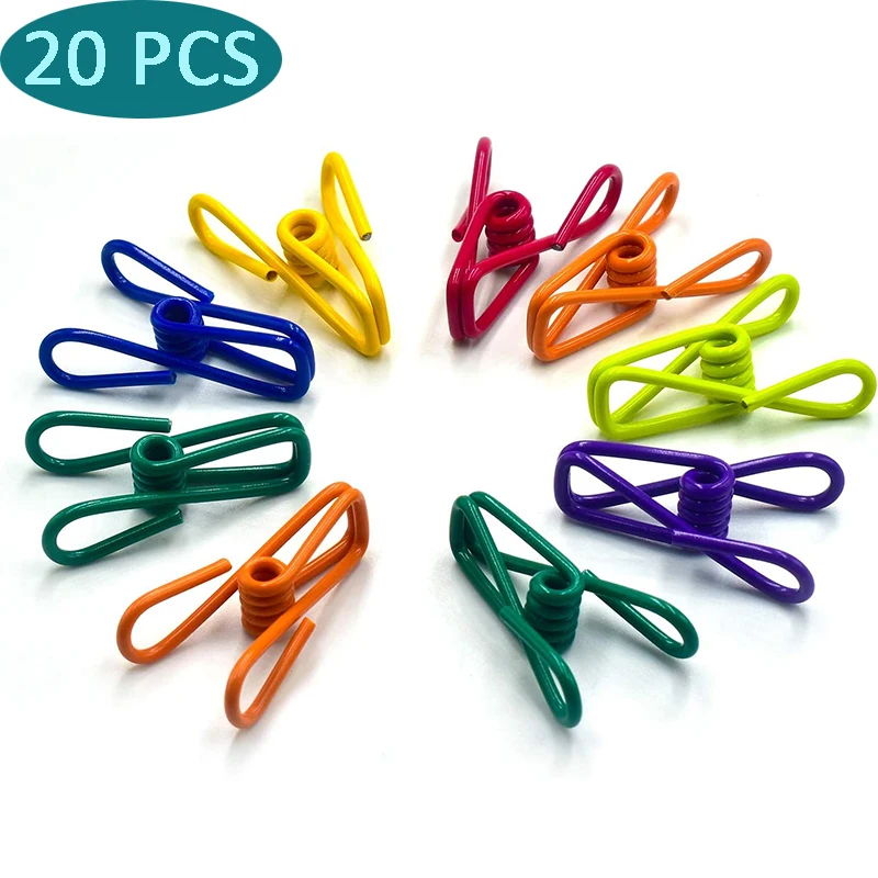 Pack of 20 - Cloth Hanging Clips Cloth pins Cloth pegs - Multi color Cloth  pins