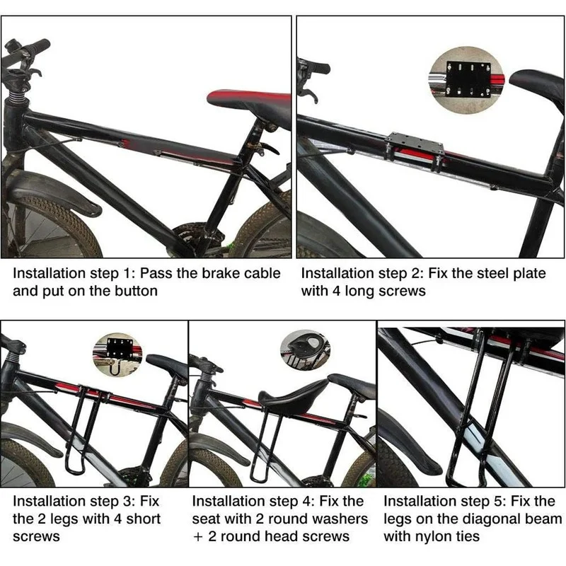 Bicycle Front Seat Child Bike Seat Front Mount Mountain Bike with Footrests Size 3-6CM