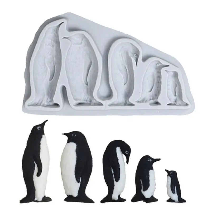 

3D Cute Ice Cube Molds Parable Penguin Silicone Mold Non Stick Tray Funny Shaped Ice Cubes Mold For Candy Chocolate Cocktails