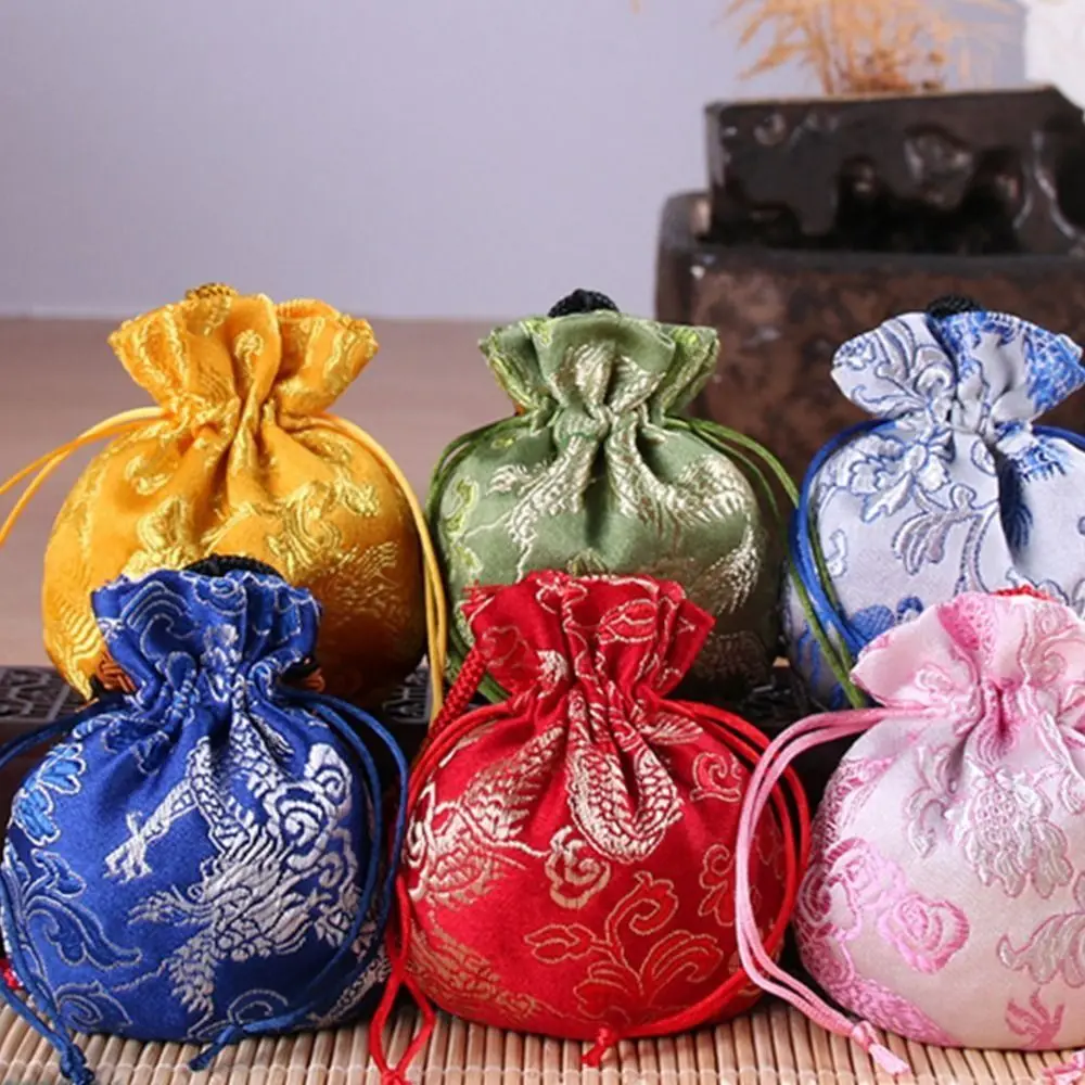 

Chinese Style Sachet Retro Dragon Pattern Hanging Storage Bags Portable Car Hanging Decoration Women Jewelry Bag