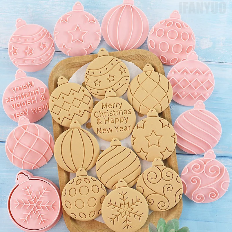 Description Picture 4 of itemCookies Cutter Christmas Dough Stamp Plastic 3D Cartoon Pressable Biscuit Mold Confectionery Baking Pastry Bakeware Party Decor