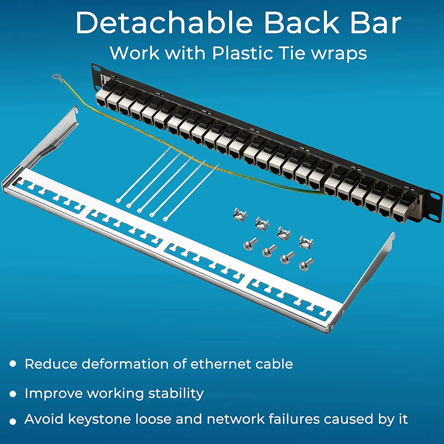 Zoerax-patch Panel com Acoplador Keystone Jack Stp Blindado Suporte 10g 24 Portas Cat6a Cat7 19 - Imagem 3
