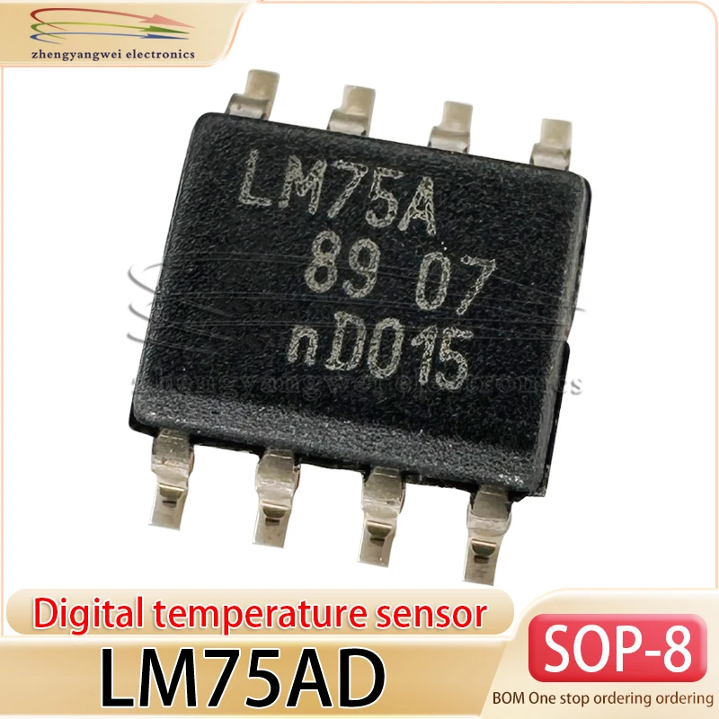 LM75AD, 118 LM75A 5 Stück SMT SOP-8 2,8V~5,5V Temperatursensor-IC-Chip