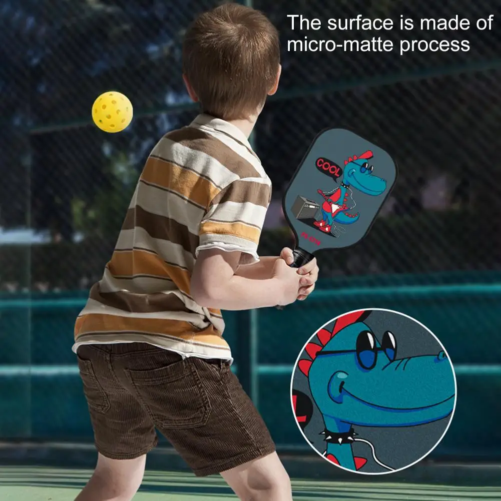 35*17cm Kids Pickleball Paddle Cartoon Print Lightweight Glass Fiber Children Racket Cute Dinosaur Print Pickleball Accessories