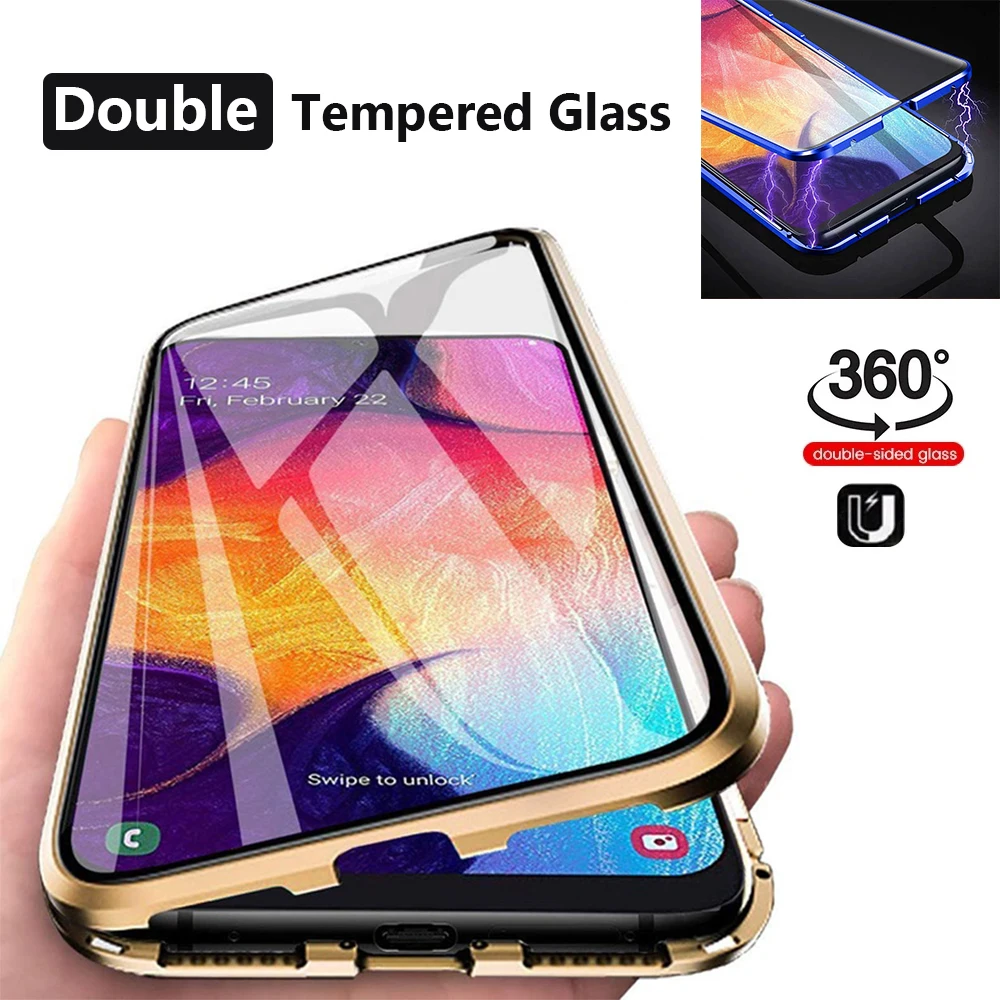 

2023 360 полностью защищающий металлический магнитный чехол для Huawei P30 P40 P20 Lite P50 стеклянный чехол для Honor 80 70 50 60 20 9X Pro