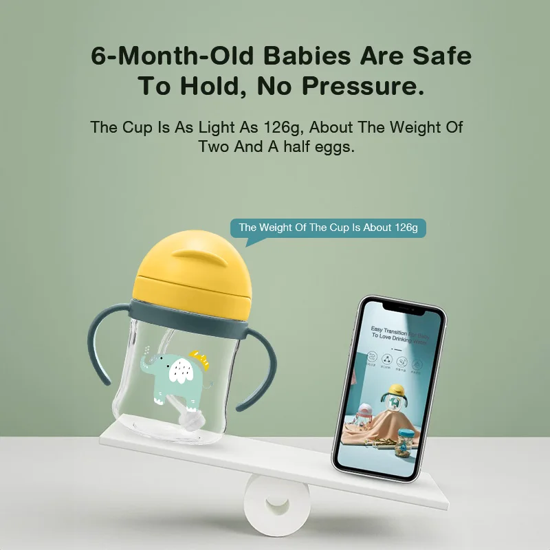MAMIJOY  물병 빨대 및 손잡이 포함 어린이용 먼지 커버 160ml 누출 방지  수유 어린이 물컵 BPA 무료 BY02