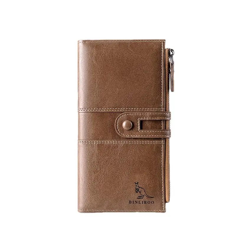 Vintage Soft Leather Men's Long Wallet High Quality Coin Purses Business Credit Card Holder Male Zipper Money Wallet