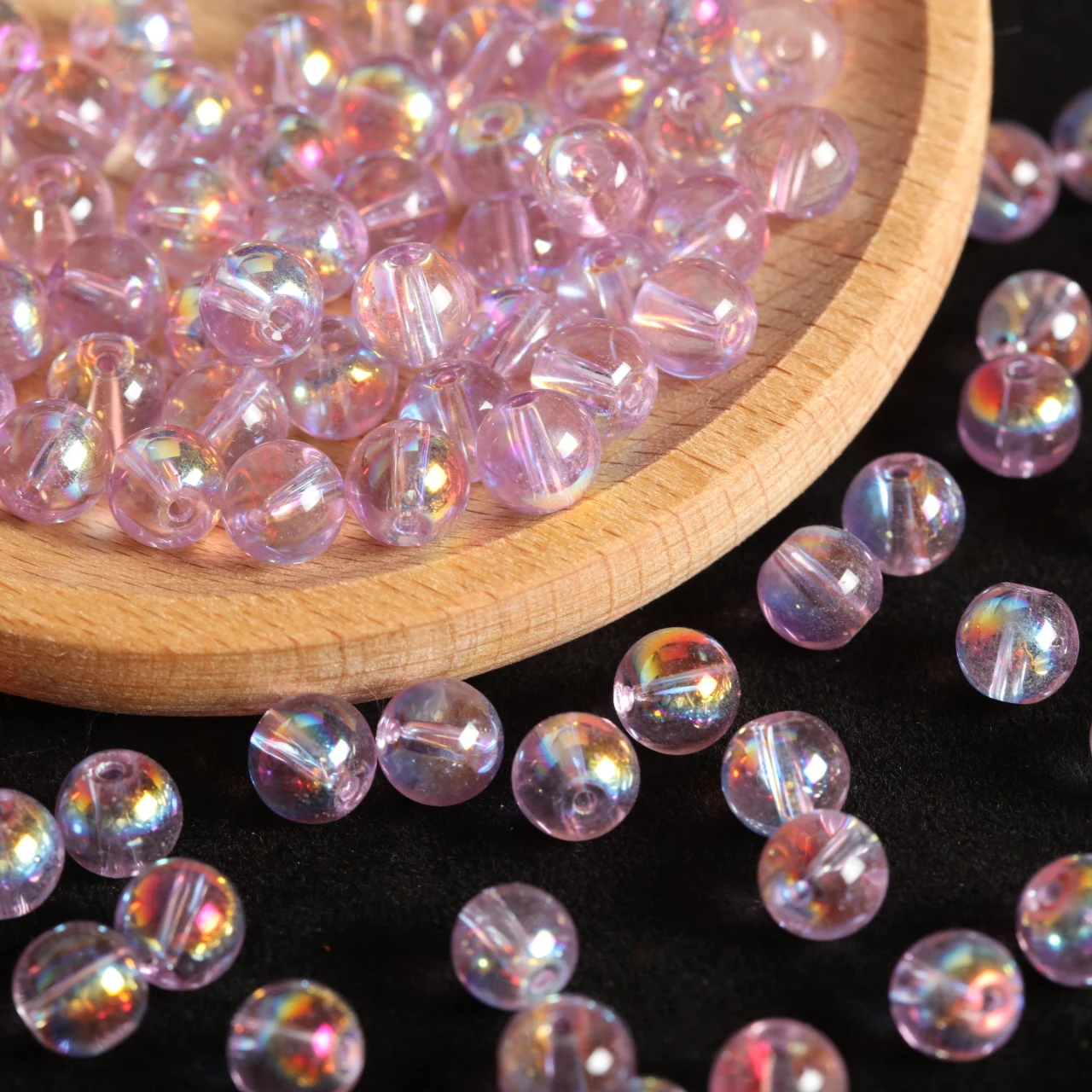Sunset Orange Aurora Round Glass Beads - 320pcs Warm Tone Rainbow Spacer Beads