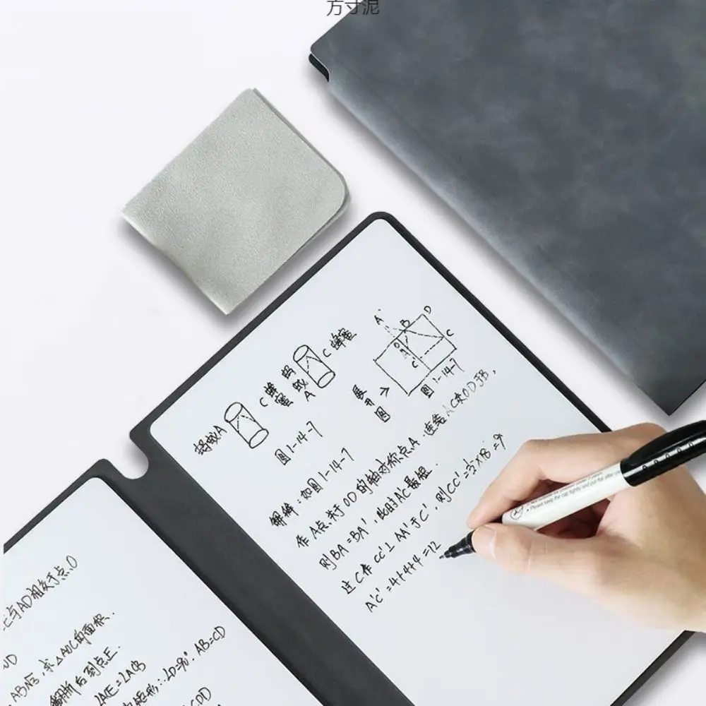 Quaderno per lavagna A4 riutilizzabile con penna per lavagna Cancelleria per lavagna cancellabile in pelle con blocco note in tessuto cancellabile - immagine 5