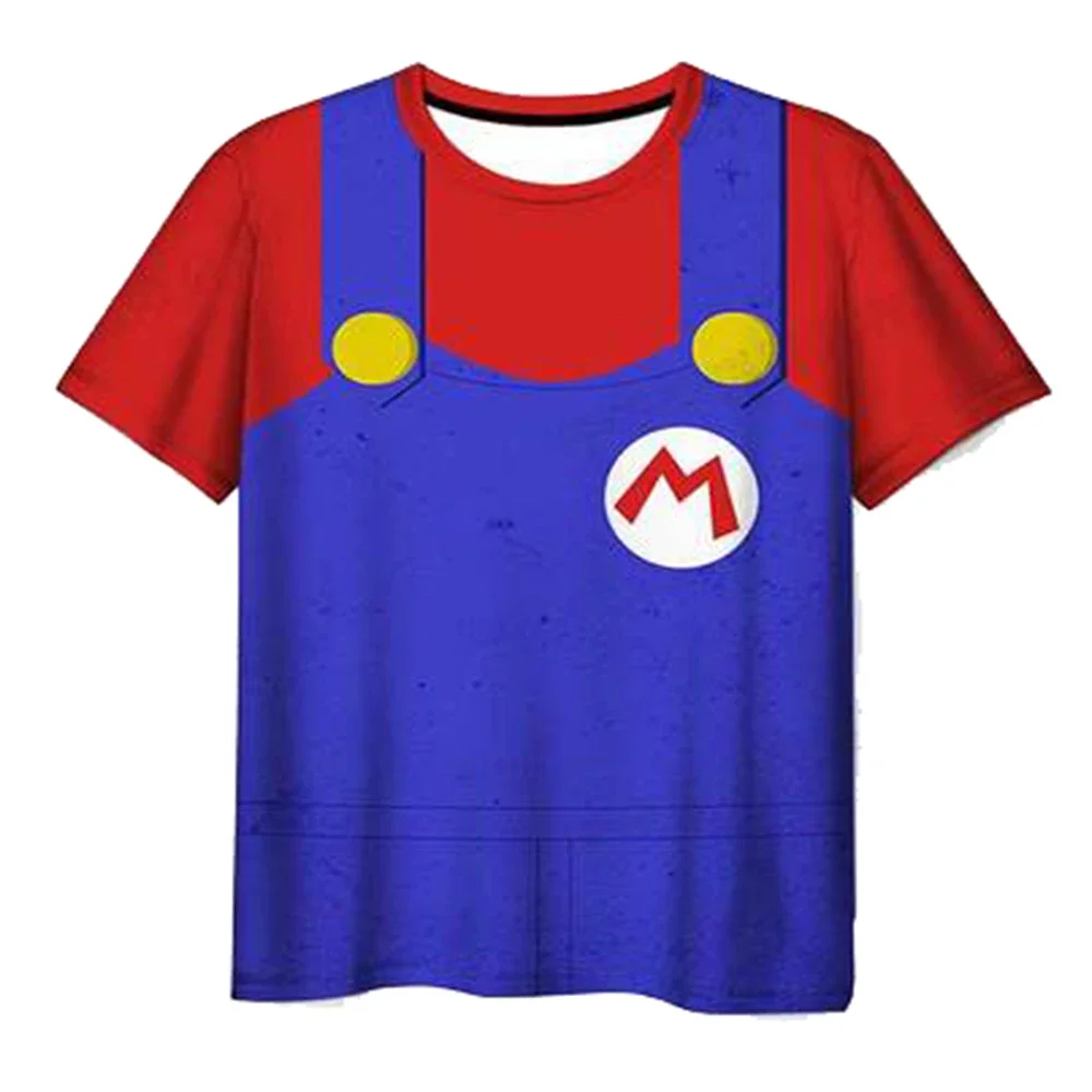 thumbnail image 1 of Camisetas de verano para niñas con dibujos animados de Marios, camisetas con estampado de anime Super Mario para niños, camisetas de manga corta de verano para niños, 1 of 5