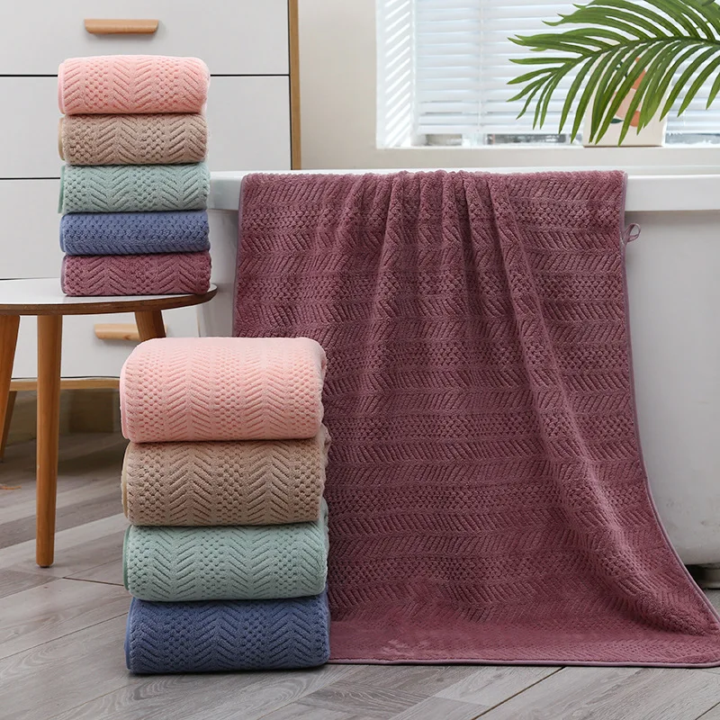 Large coral calf bath towel with trim 2 pieces thick soft beach towel water absorption bath towels