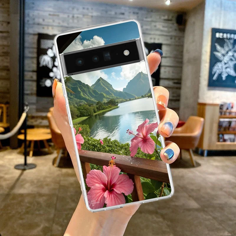 Clear Phone Case with Realistic Lily Flower Print - Soft Cover