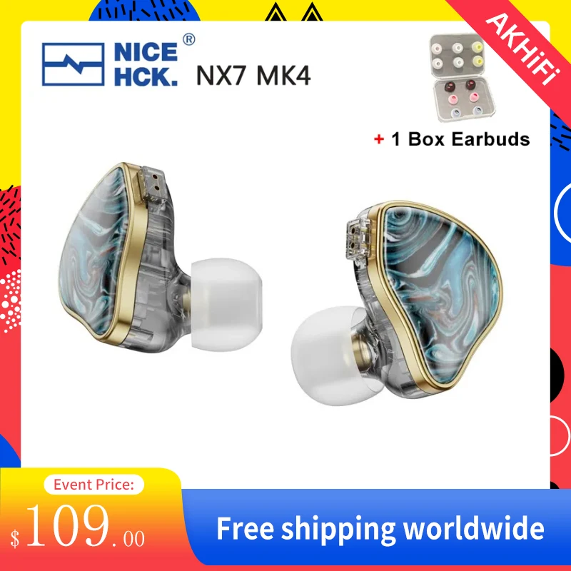 

Наушники-вкладыши NiceHCK NX7 MK4 HIFI аудиофил, наушники-вкладыши с 7 драйверами, гибридные музыкальные спортивные наушники со съемным кабелем 0,78 мм, 2 контакта MK3