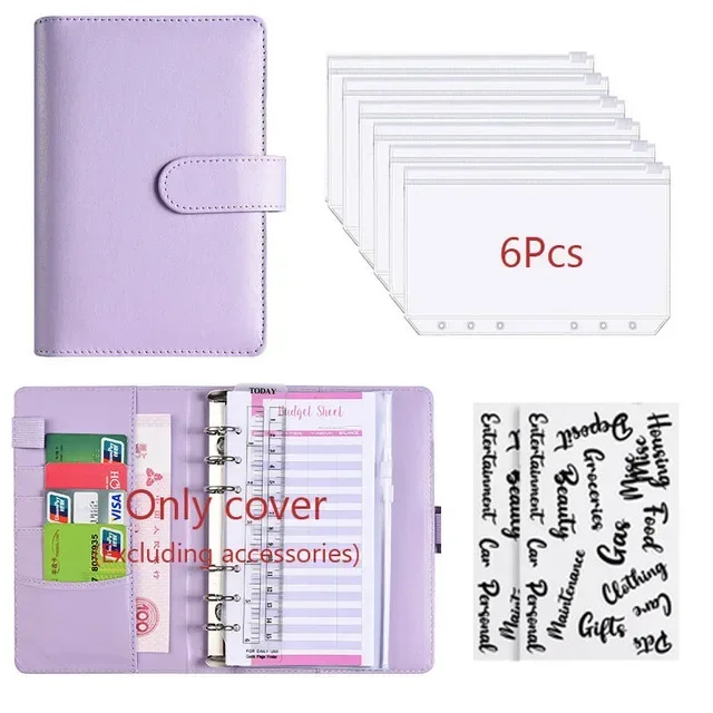 Deluxe PU Leather Budget Planner with Cash Envelope Organizer and Zippered Pockets