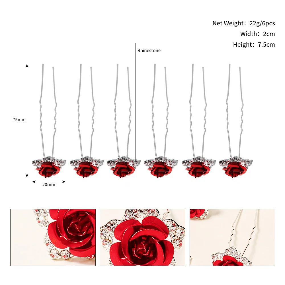 4 Stück Rose Haarnadel Haarspange Braut Rose Brosche Hochzeit Blumen