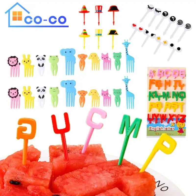 

10 шт. вилка в виде животных, фруктов, пищевой пластиковый мини-мультяшный детский торт, зубочистка, бенто, обед, бенто, аксессуары, украшение