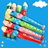 1pc 20cm/7.87in Colorful Wooden Flute Music Instrument Trumpet Buglet Hooter Kids Educational Learning Musical Toys for Children 4