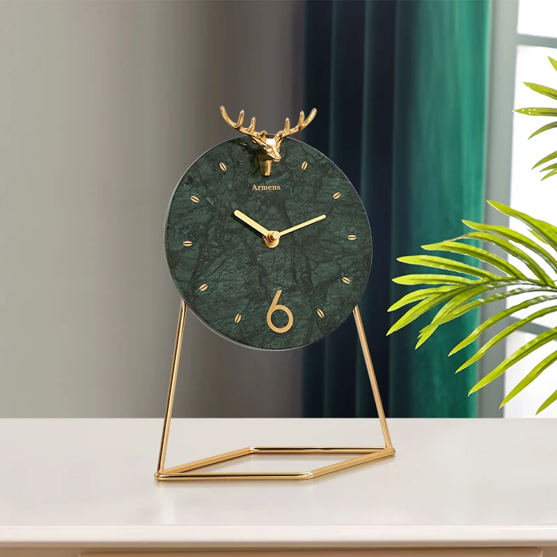 Nordic Luxury Table Clock Modern Minimalist Deer Metal Mute Office