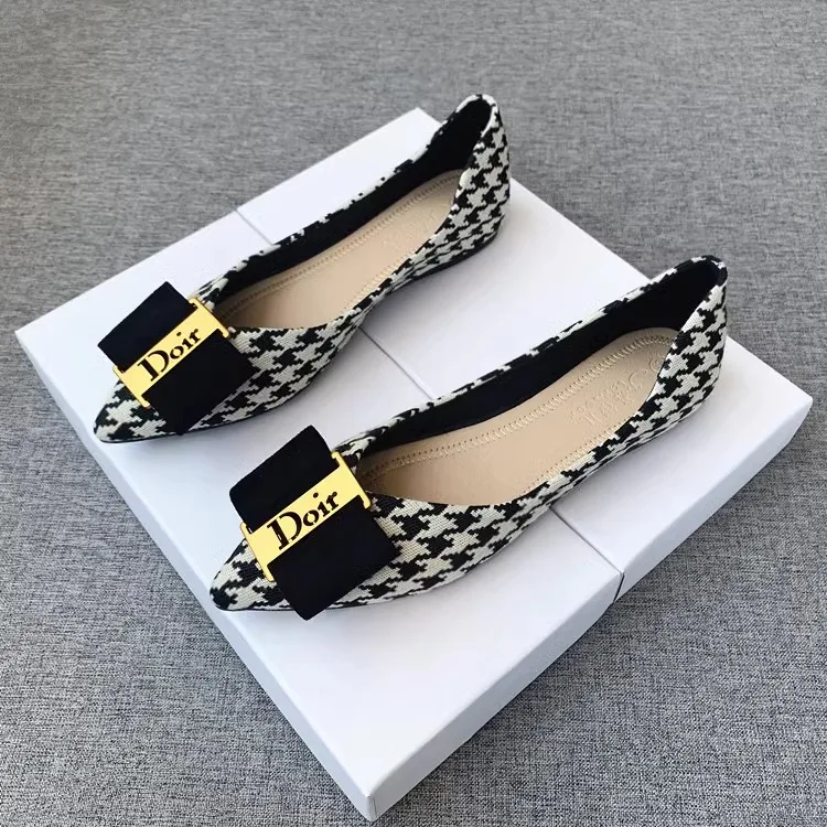 Summer 2024new Fashion Women's Shallow Mouth Casual Female Sneakers Slip-on Flats Bow-Knot Pointed Toe Moccasins Modis Slip