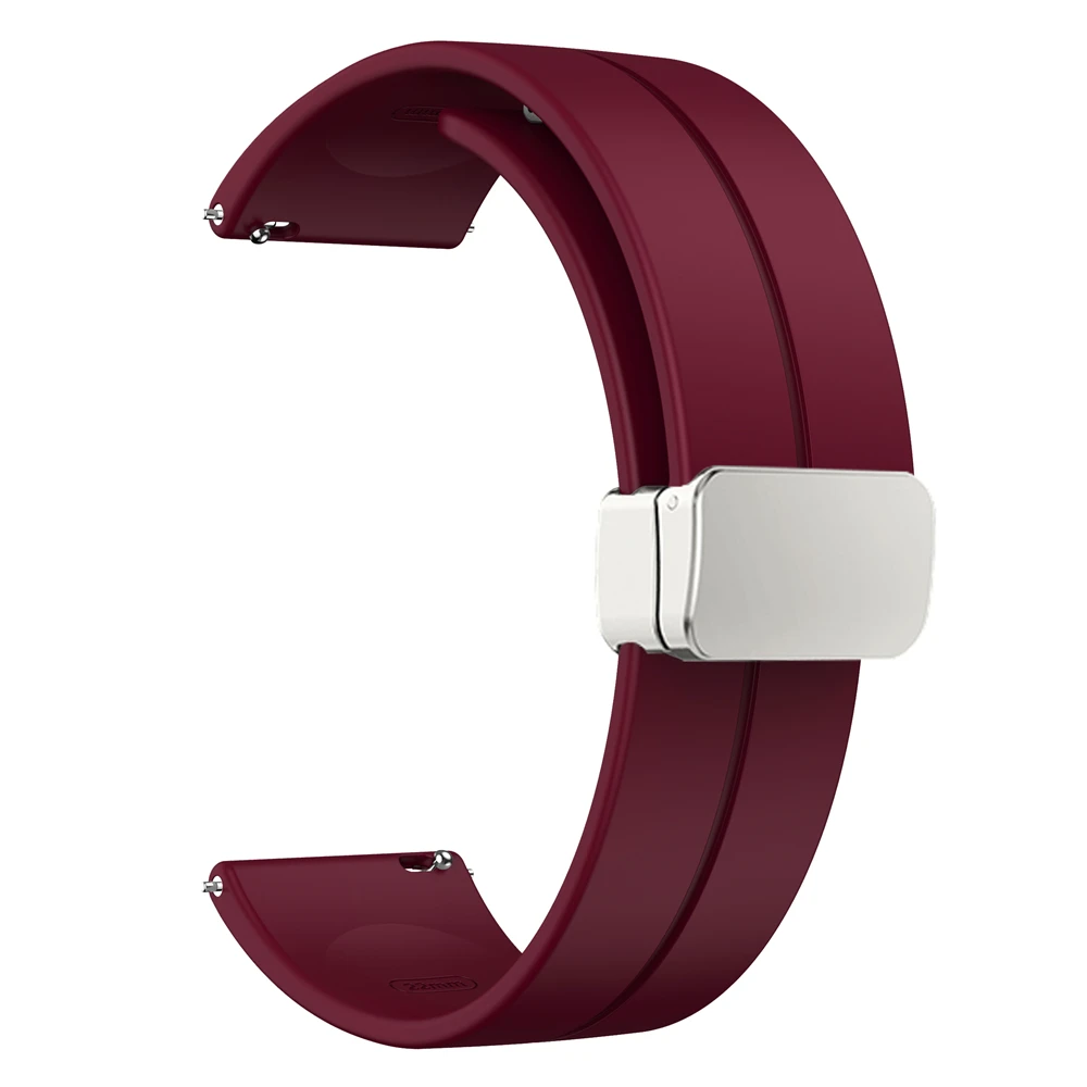 Magnetic Folding Buckle Silicone Sport Watch Strap - 22mm