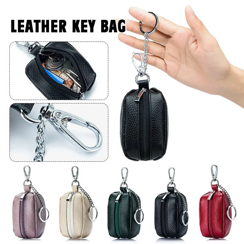 

Large Capacity Genuine Leather Lychee Patterned Coin Purse Small Soft Storage Zipper Pouch Card Holder Key Bag Backpack Pendant