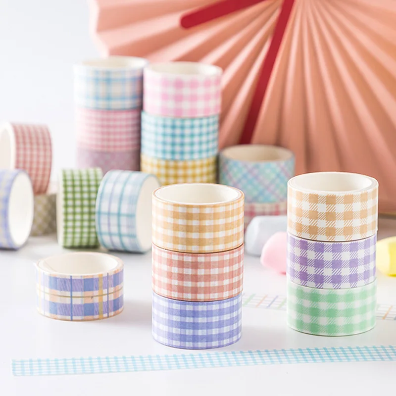 4 Pcs/Set Cute Grid Stripe Washi Tape Kawaii Masking Decorative Adhesive Sticker Scrapbooking Diary Stationery | Канцтовары для