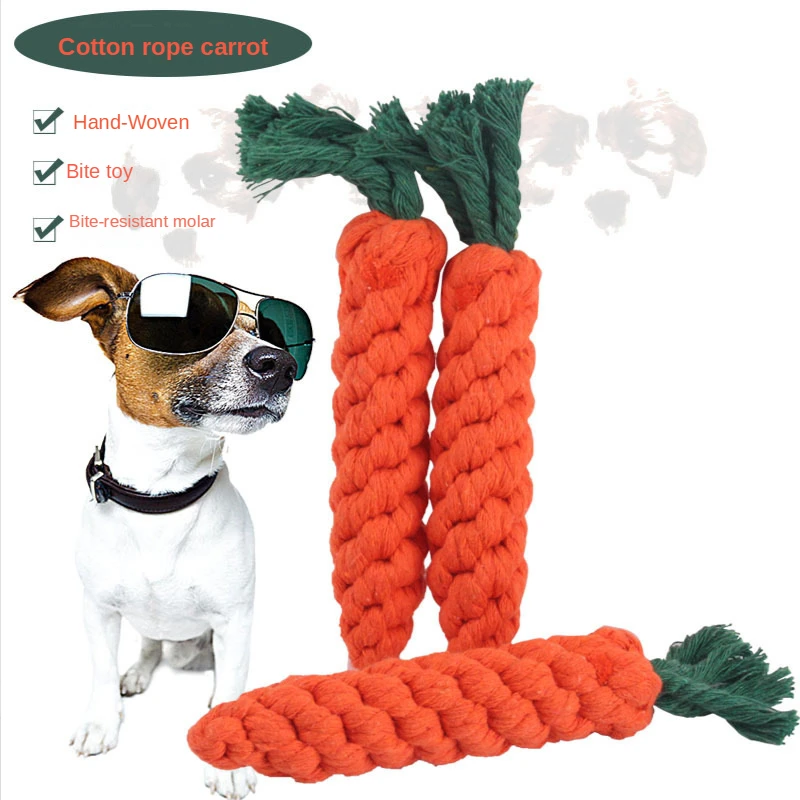 

Dog Toys Bite Resistant Pet Dog Chew Toys for Small Dogs Cleaning Teeth Puppy Carrot Cotton Rope Pet Playing Toy Accessories