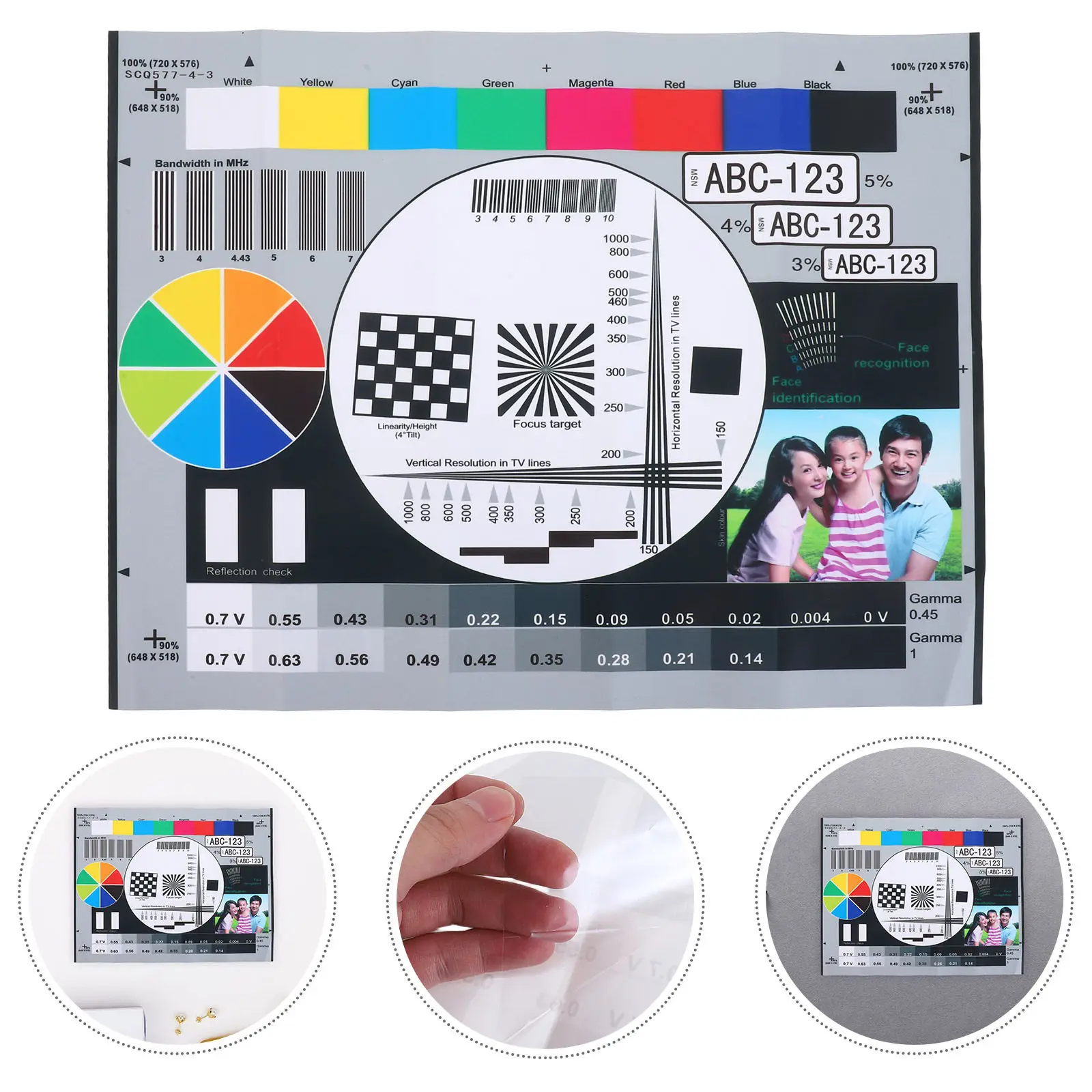 모니터용 색상 보정 컬러 휠 차트 카메라용 해상도 디스플레이 테스트 카드 스튜디오 모니터링 액세서리