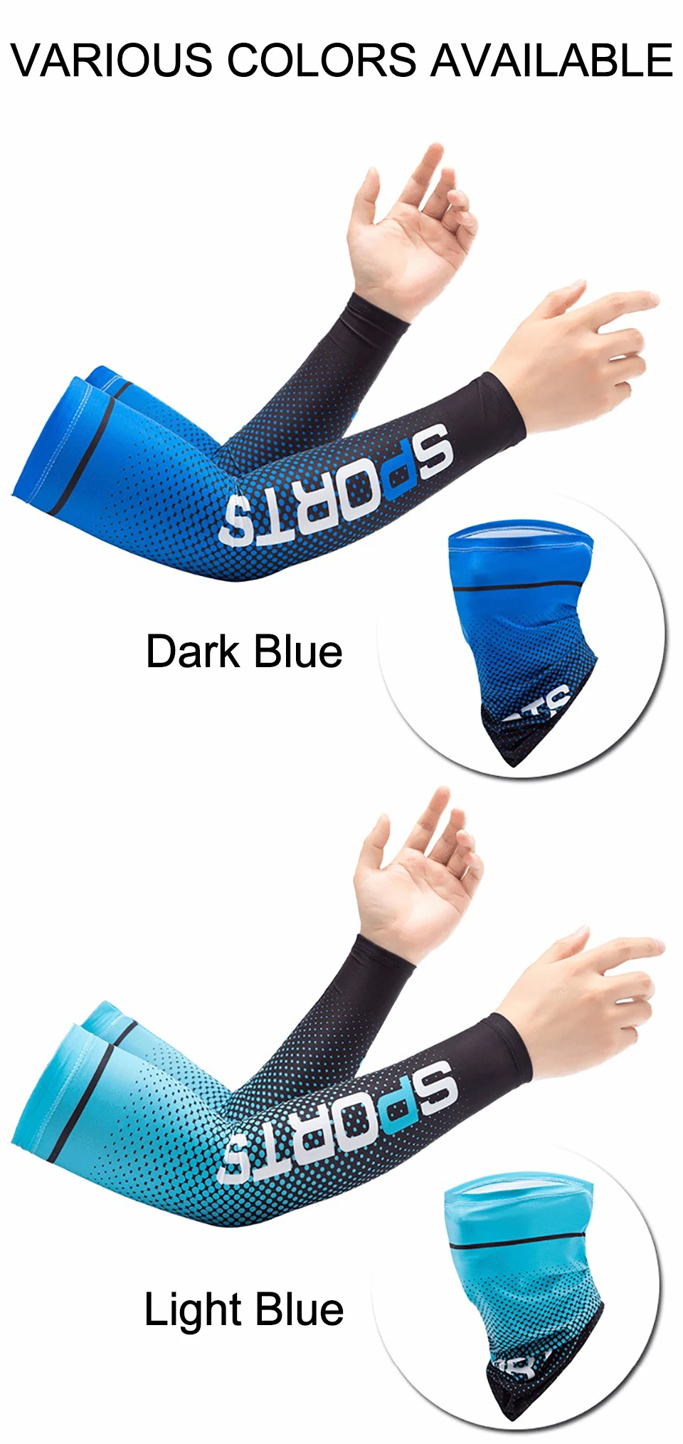 SPORTSTADE Ice Sleeve And Face Mask Set Anti-UV Breathable Outdoor Women Men Riding Driving Running Bandana Cooling Handsocks