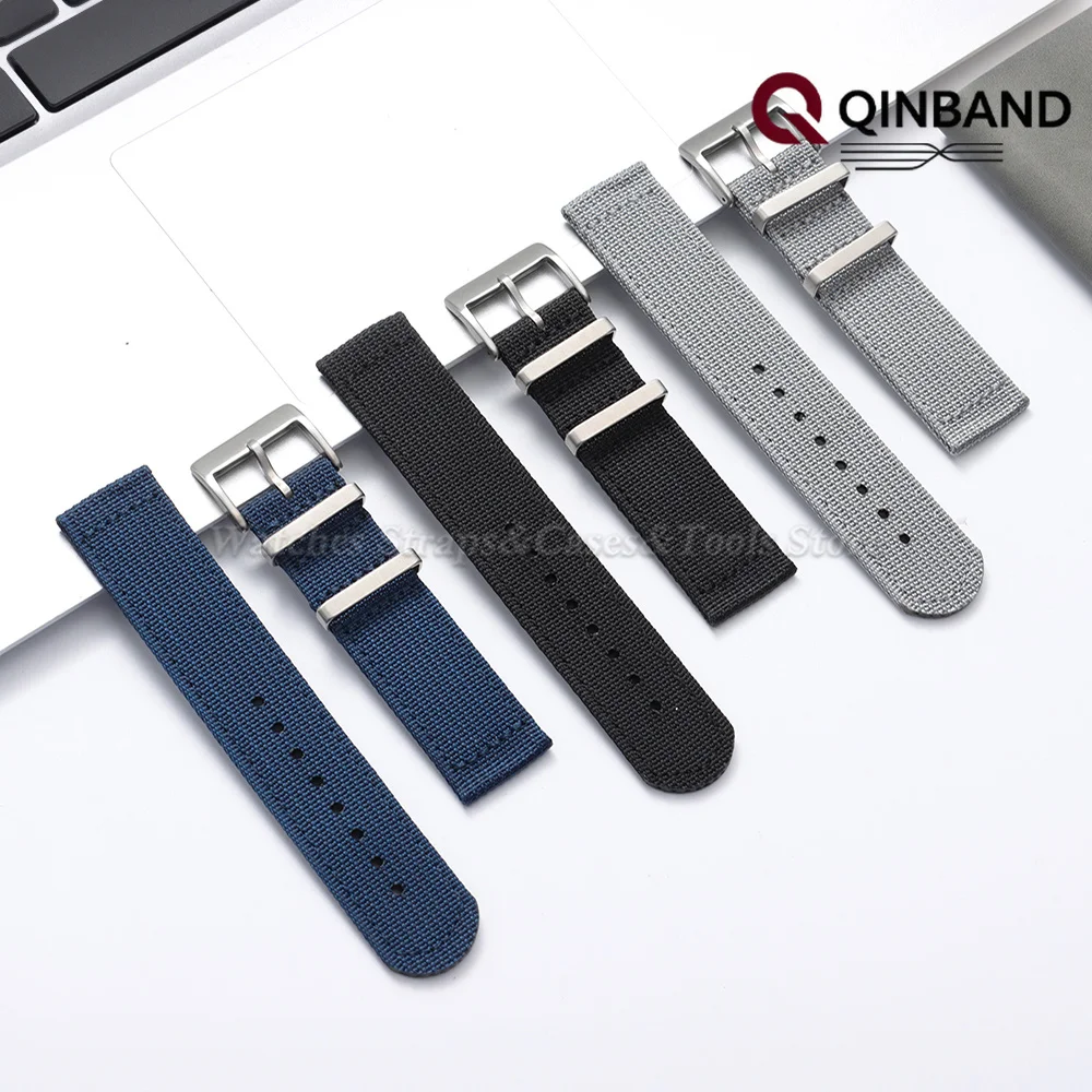 Ribbed Nylon Canvas Watch Strap - Sporty Military Style Universal Bracelet