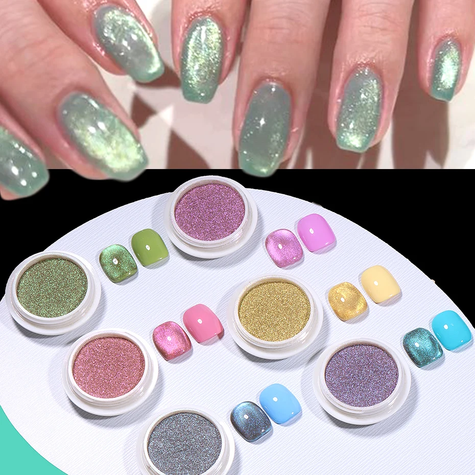 3D Cat Eye Magnetisches Pulver Chrom Glitter Chamäleon Glänzendes Gel Nagellack Reiben Auf Pigment Staub DIY Nagel Dekoration Lieferungen – Detail 3