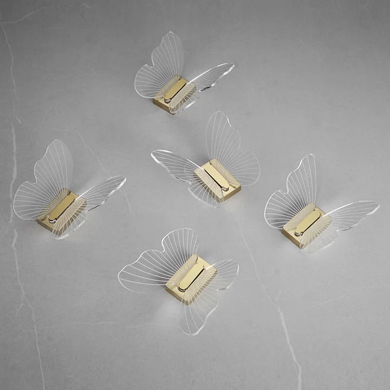 Transparent Acrylic Towel Hook Gold Butterfly Shape Wall Mounted Clothes Hooks Decorative Bathroom Robe Hook Hangers Keys Racks 5