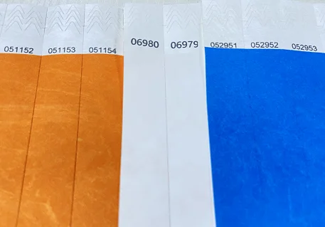 1000Pcs serial number Bracelet Cheap One Time Use Different Fluo Neon Colors Tyvek Paper Wristbands for Events and Wedding Party