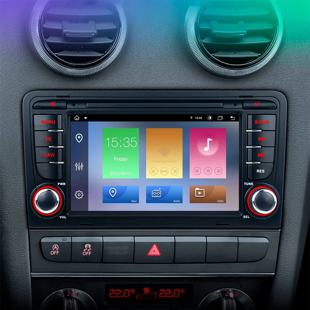 Autoradio Android 12, Navigation Gps, Carplay, Dsp, 2 Din, Lecteur De Limitation De Voiture, Bouton De Tournage De L'Écran, Gps, Rds, Pour Audi A3, 8P