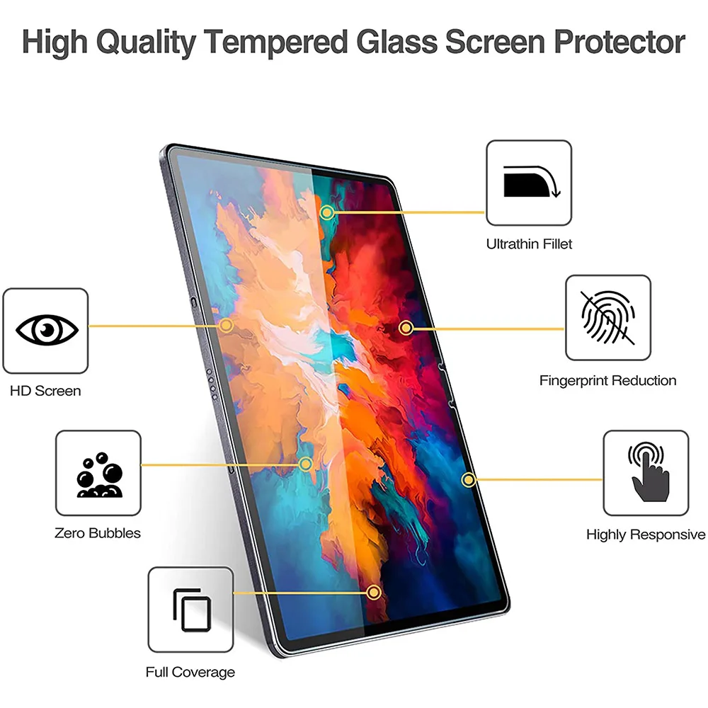 (2 Packs) Tempered Glass For Lenovo Tab P11 Pro 11.5 2020 TB-J706F/J706N/J706L Full Coverage Screen Protector Tablet Film tablet holder for car headrest Tablet Accessories