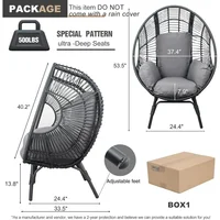 Outdoor Egg Chair Wicker Oversized Egg Basket Chair with Stand Lounger Chairs with Cushion Capacity for Patio Garden Backyard 2