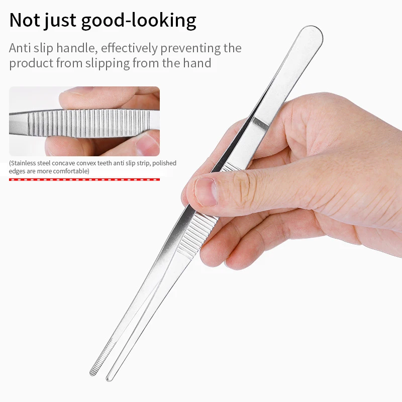 Stainless Multifuctional Steel Elbow Tweezers Aquarium Clip Long Tongs Medical Tweezers Forceps Pet Feeding Tools Non-slip